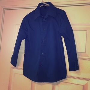 Dark blue button down shirt